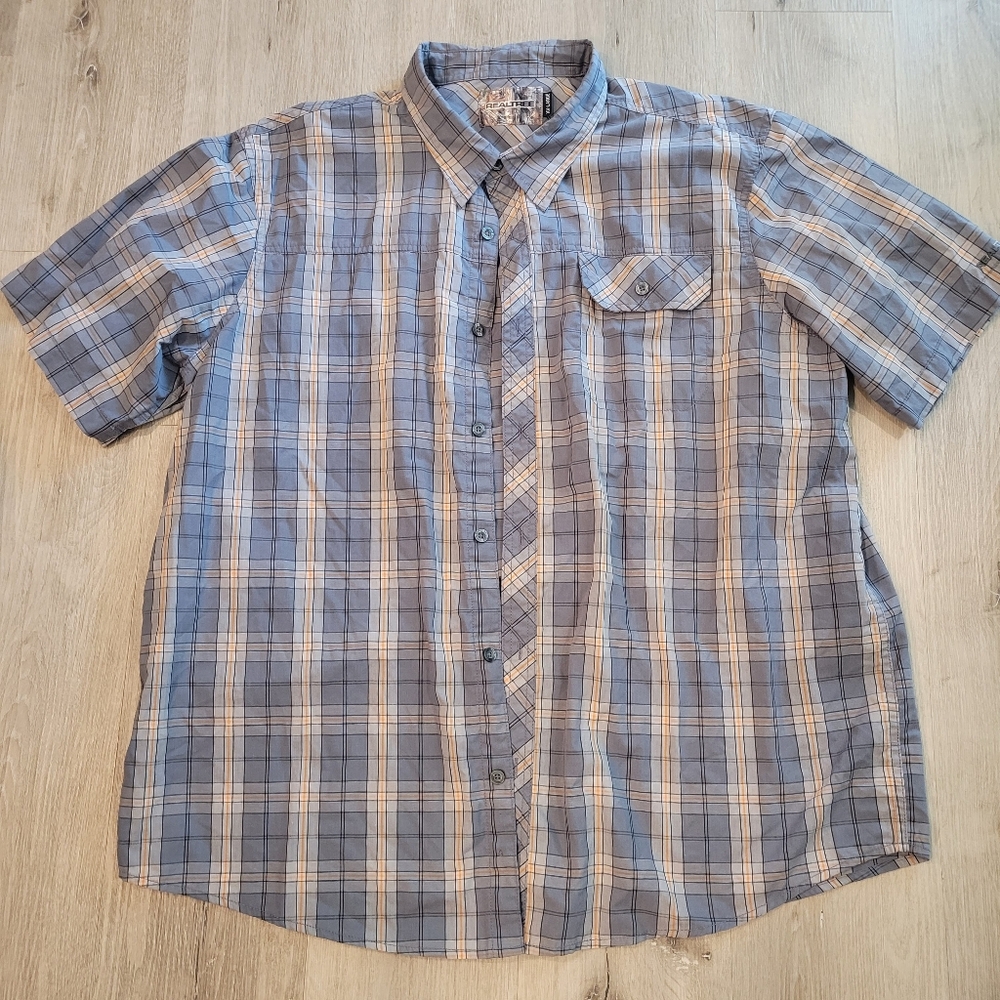 RealTree Button Up Plaid Short Sleeve Shirt Size XXL